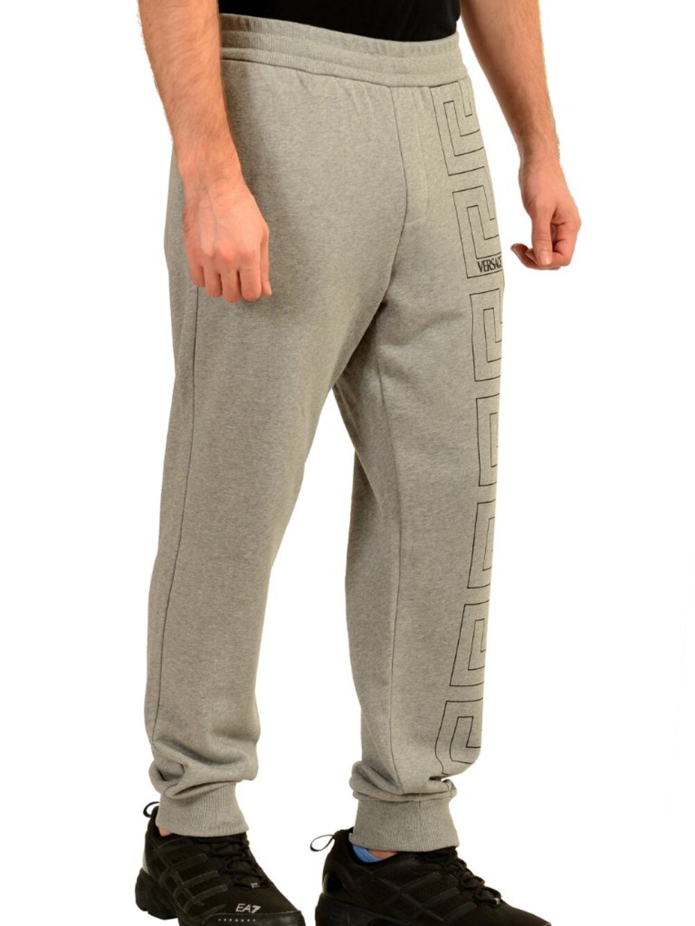 Versace Men's Greeca Logo Print Gray Sweatpants Track Pants US XL IT 54